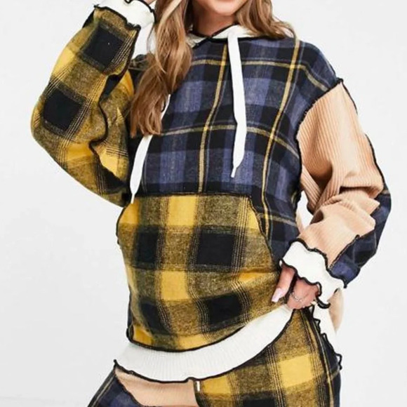 Jaded London Mixed Check Oversized Hoodie - Picture 4 of 9